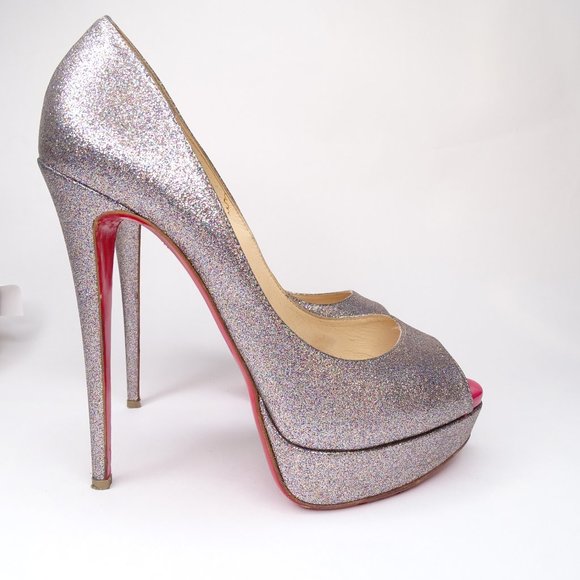 Chrisitian Louboutin Lady Peep 150 Glitter Pumps - Picture 6 of 15